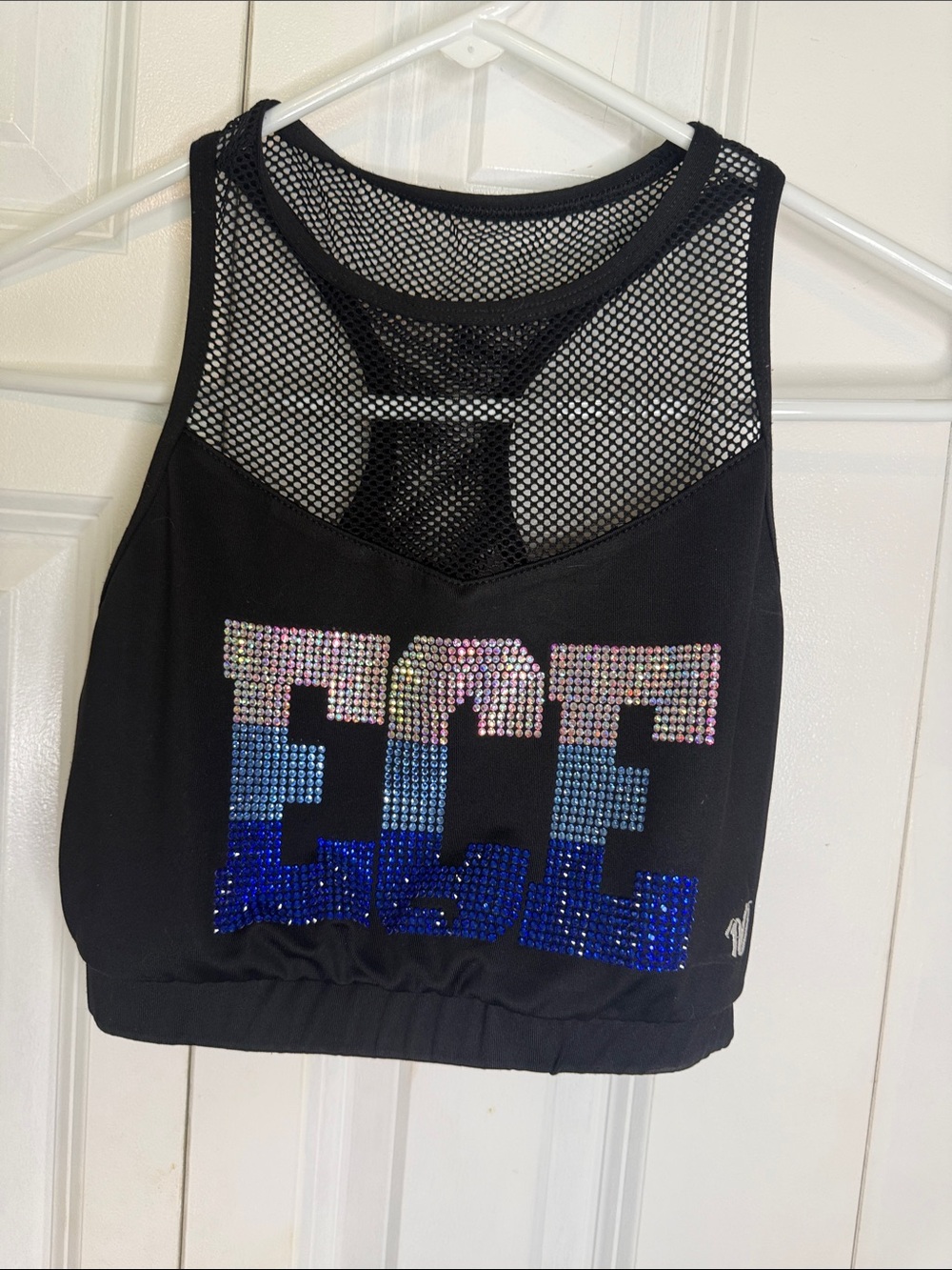 Variety Brand Mesh-Panel Tank Top / Sports Bra with Ombre Rhinestone 'ECE'